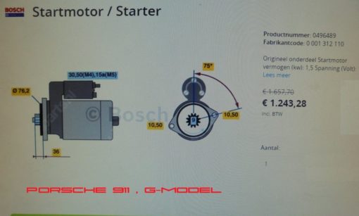 Porsche 911 startmotor